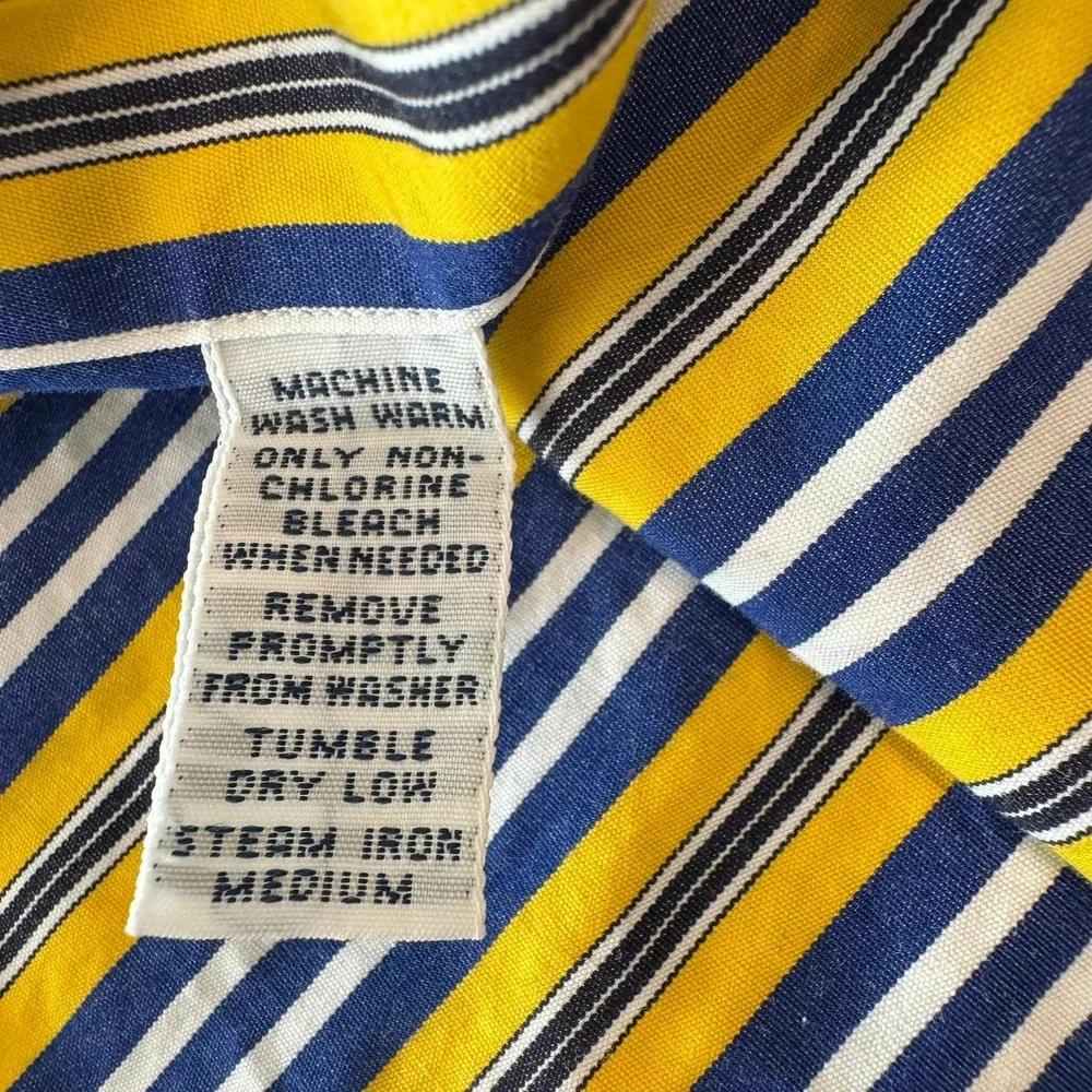 Polo Ralph Lauren Regent Classic Fit Strip Shirt Men XXL Yellow Navy Blue Cotton